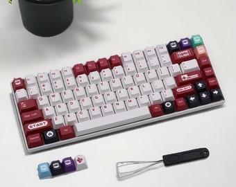 Retro Video Game Old Red Cute Cool Theme Keycaps Set for Mechanical Keyboard | 139/150 keys | Cherry Profile | MX Switch Type | PBT Material