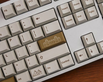 Gold White Civilizations Theme Cool Cute Keycaps Set for Mechanical Keyboard | 140 keys | Cherry Profile | MX Switch Type | PBT Material