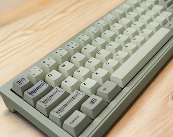 Retro Barcode Gray Cute Cool Theme Keycaps Set for Mechanical Keyboard | 143 keys | Cherry Profile | MX Switch Type | PBT Material