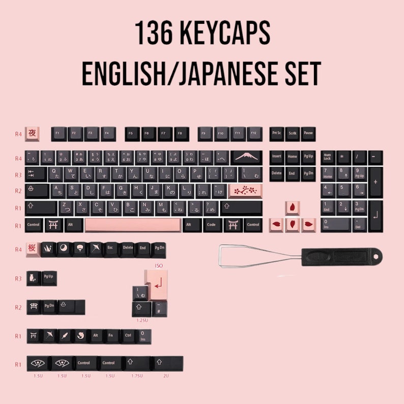 Night Sakura Japanese Theme  Keycaps Set for Mechanical Keyboard | 140 keys | Cherry Profile | MX Switch Type | PBT Material
Keycap Set/Purple Keycaps/Black Keycaps/custom keycaps/cute keycaps/wooden keycaps/metal keycaps/pokemon keycaps
