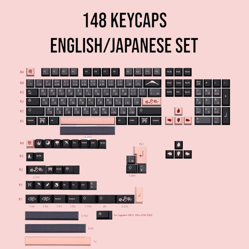Night Sakura Japanese Theme  Keycaps Set for Mechanical Keyboard | 140 keys | Cherry Profile | MX Switch Type | PBT Material
Keycap Set/Purple Keycaps/Black Keycaps/custom keycaps/cute keycaps/wooden keycaps/metal keycaps/pokemon keycaps