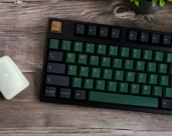 Green Black Link keycaps Theme Keycap Set for Mechanical Keyboard | 140 keys | Cherry Profile | MX Switch Type | PBT Material