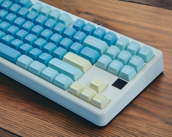 Ocean Salt Classic Blue-tema Söta Coola Tangentbordsset för Mekaniskt Tangentbord | 160 tangenter | QXA-profil | MX-switchtyp | PBT-material