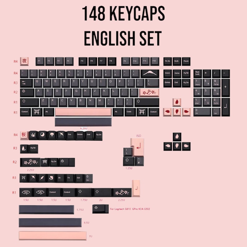 Night Sakura Japanese Theme  Keycaps Set for Mechanical Keyboard | 140 keys | Cherry Profile | MX Switch Type | PBT Material
Keycap Set/Purple Keycaps/Black Keycaps/custom keycaps/cute keycaps/wooden keycaps/metal keycaps/pokemon keycaps