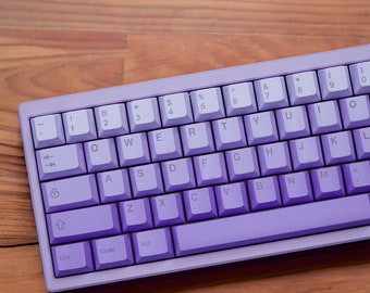 May include: A purple mechanical keyboard with white lettering on the keys. The keyboard has a row of function keys, a row of number keys, and a row of letter keys. The keyboard also has a row of modifier keys, including Ctrl, Code, and Alt.