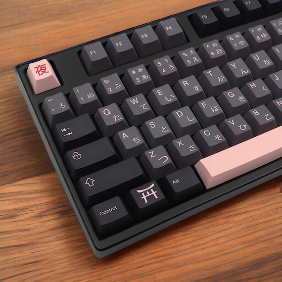Night Sakura Japanese Theme Cool Cute Keycaps Set for Mechanical Keyboard | 136/148 keys | Cherry Profile | MX Switch Type | PBT Material