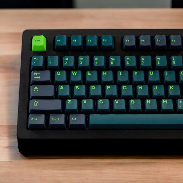 Shadowed Emerald CarbonGreen Theme Cute Cool Keycaps Set for Mechanical Keyboard | 253 keys | Cherry Profile | MX Switch Type | PBT Material