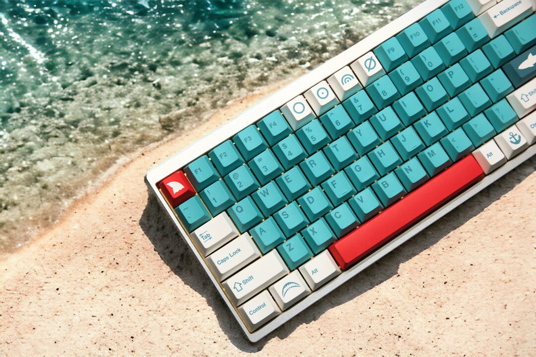 Shark Ocean Blue Sea Cute Cool Theme Keycaps Set for Mechanical ...