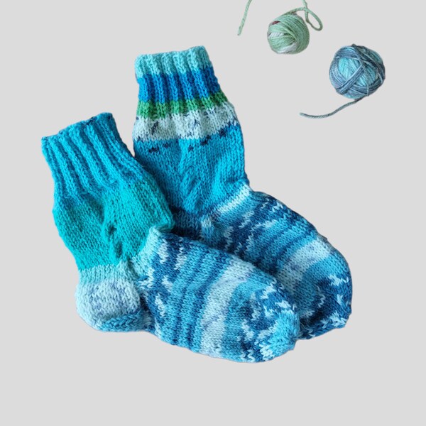 Blue - Kumaun Hand Knitted Acrylic Woolen Socks - Kids main image 0