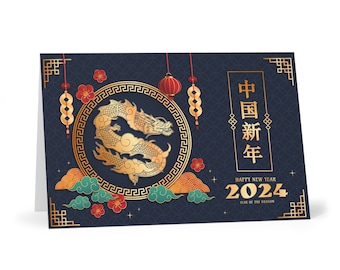 2024 Chinese New Year Greeting Cards, Lunar New Year, Year of the Dragon, 2024, dragon, green