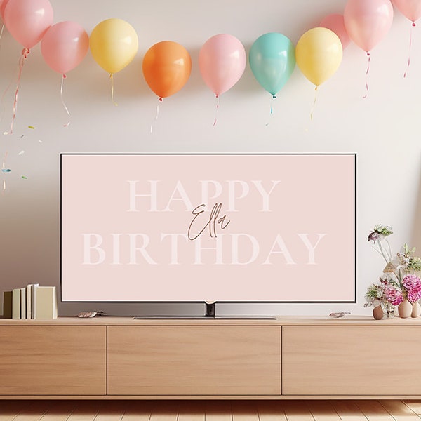 Personalized Happy Birthday TV Art Banner, Birthday Frame Smart TV, USB, Samsung, Girly Boho photo 21st Birthday Banner