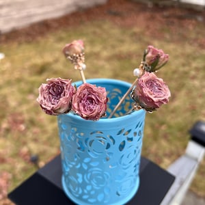 Real rose hairpin, handmade red rose with leaves dangling hair stick image 10