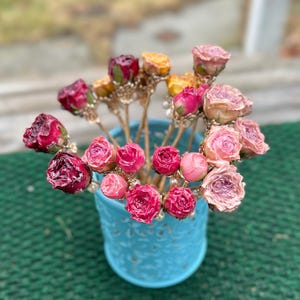 Real rose hairpin, handmade red rose with leaves dangling hair stick image 2