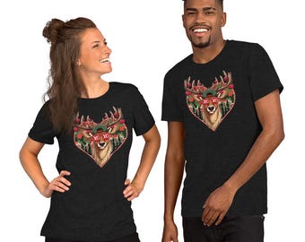 XOXO Valentine Buck Camo Deer Retro Hunting Valentijnsdag Uniseks T-shirt