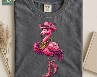 Roze flamingo-cowgirl, png