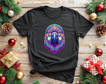 Kleurrijke papegaaivogelkunst psychedelisch, png