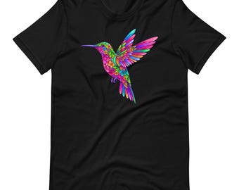 T-shirt met bloemen kolibrie, uniseks T-shirt