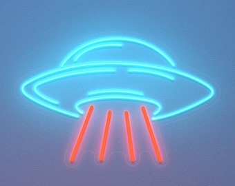 LED Flying Saucer Neon Sign, Space Neon, Extraterrestrial Light Sign, Alien Neon, Neon Light, Neon Craftsman, Office Neon