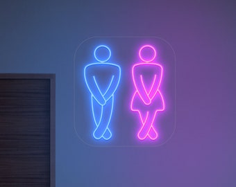 LED Neon WC Sign for Men and Women, Neon Toilets, Professional Light Sign, Neon for Bar and Restaurant, Neon Light