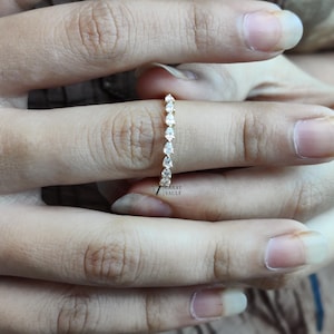 Pear Shape Lab Diamond Wedding Band, Half Eternity Stackable Silver CZ Band, Tear Drop Diamond Band, Matching Pear Band, Bridal Gift For Her
