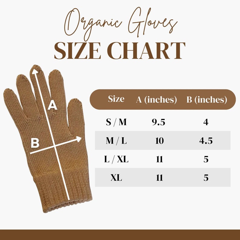 100 Organic Cotton Gloves Brown Chemicalfree Sustainable Ecofriendly