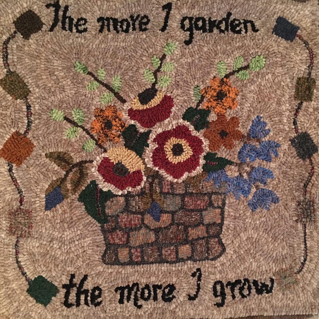 Machine Made Hooked Rugs The More I Garden - Handmade Hooked Rug - Etsy