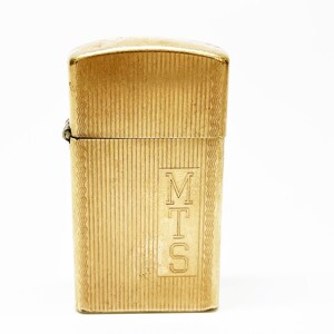 【未使用品】10K GOLD FILLED ZIPPO スリムタイプ 10k Gold Filled Slim Zippo Lighter With Case 1950s Vintage
