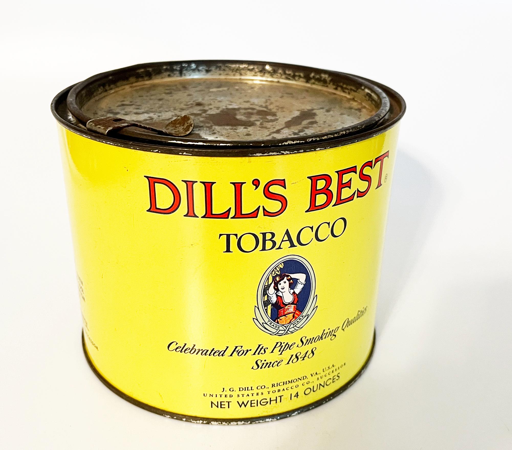 DILLs BEST TOBACCO TIN - Rare Vintage Old Antique 14 Ounce Dills Best Pipe Tobacco Tin United States Tobacco Company Richmond, Virginia