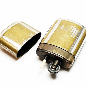 BRASS SLEEVE LIGHTER - Working Rare Vintage Antique Old 1920s French Brass Tax Stamp Lighter