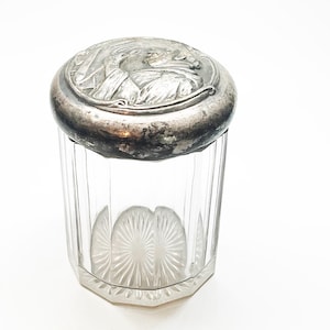 EARLY 1900s HUMIDOR - Vintage Rare Antique Old Two-Face Crying / Happy Baby Green Tobacco Jar