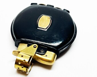 EVANS SPITFIRE LIGHTER - Working Vintage Antique Old Rare 1940s Oval Spitfire Windscreen Black Enamel Lighter Made in the Usa