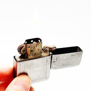 1946 ZIPPO LIGHTER - Rare Three-Barrel Black Crackle Old Rare Antique Zippo with Original Nickel Silver Insert