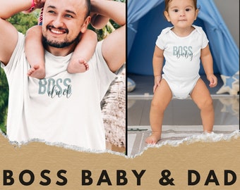 Papa Baby Outfit Set: Partnerlook Papa & Ich, BOSS Baby und BOSS Dad, Matching Outfit für Papa und Baby, Perfektes Set für Papa und Baby,
