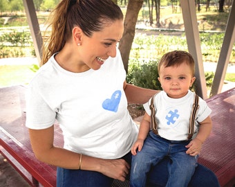 Tenue maman et fils, ensemble pour maman et bébé, ensemble pour maman et fils, look partenaire maman et moi, tenue maman et moi, pièce de puzzle manquante