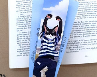 Bookmark, 5 x 21 cm bookmark with Breton cat illustration, Kenavo