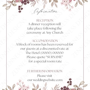 Wedding Invitation Card Template Suite Set Elegant Pink Rose Floral