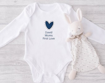 Personalized Baby Romper / Cotton / Moms First Love / Baby Romper Personalized / Baby Gift / 2D Embroidery / Baby Bodysuit