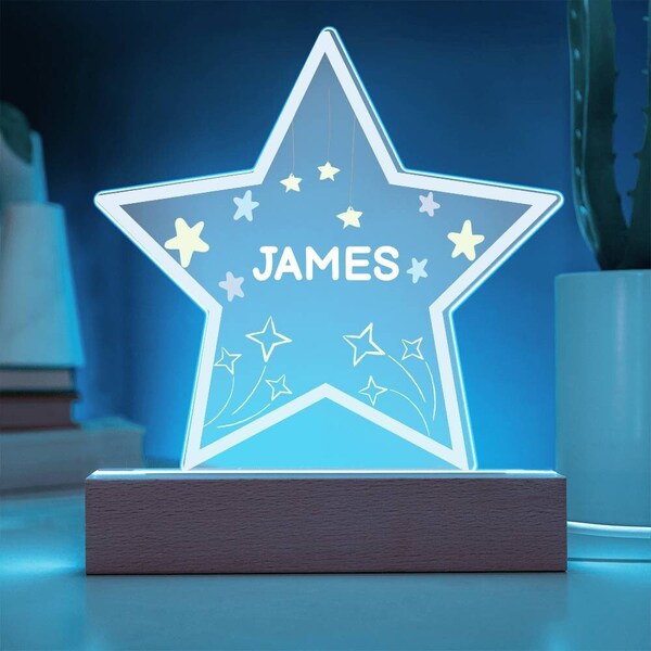 Acrylic Star light, Personalised Nursery Sleep Light for Nursery decor, Custom Printed Name Lamp