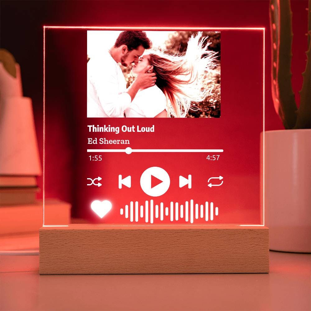 Placa de luz nocturna de cristal personalizada de Spotify con foto, 7  colores, cubierta de álbum de canción acrílica personalizada, código de  Spotify
