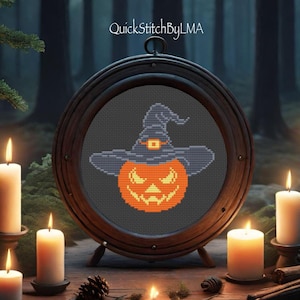 Small Halloween Pumpkin Cross Stitch Pattern PDF, Jack O Lantern Cross Stitch, Witchy Cross Stitch Chart, Cute Spooky Cross Stitch Pattern