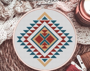 Aztec Cross Stitch Pattern PDF Instant Download, Ethnic Geometric ...