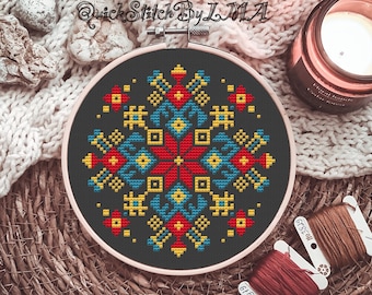 Folk Ukrainian Cross Stitch Pattern Instant Download PDF, Traditional Ukraine Embroidery, Ethnic Slavic Ornament x-stitch, Geometric Sampler