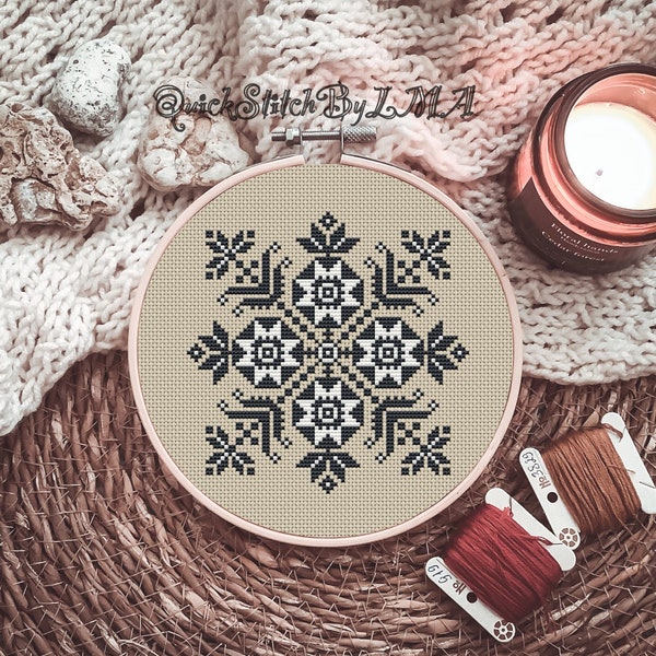 Ukrainian geometric sampler cross stitch pattern PDF, Slavic embroidery, Traditional folk Ukraine ornament, Mandala cross stitch pattern