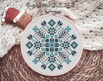 Folk Ukrainian Cross Stitch Pattern Instant Download PDF, Traditional Ukraine Embroidery, Ethnic Slavic Ornament x stitch, Geometric Sampler