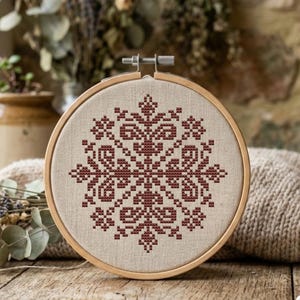 Vintage Ornament Cross Stitch Pattern PDF, Small Round Victorian Embroidery Design