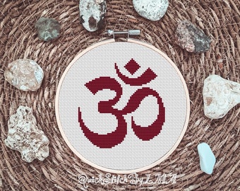 Om Symbol Cross Stitch Pattern, Small Cross Stitch for Beginners, Easy Embroidery, Yoga Cross Stitch, Modern Cross Stitch, Spiritual Symbol