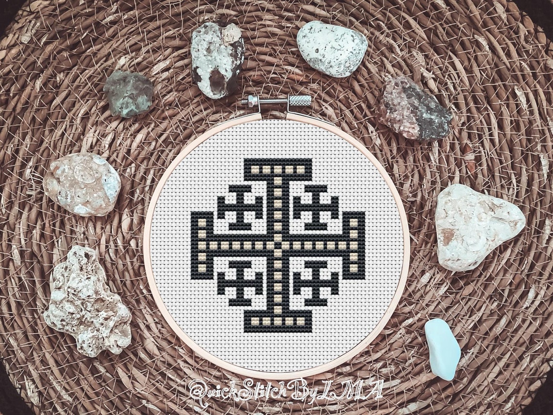 Jerusalem Key Pattern Small Jerusalem Cross Counted Cross Stitch Pattern Instant Download PDF ...