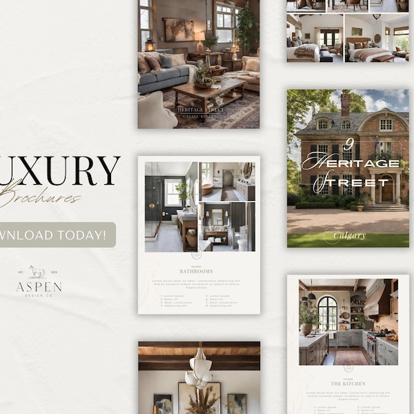 Premium Real Estate Brochure Package | Classic Luxury | Feature Sheets | Real Estate Marketing | Canva Template | Heritage Collection