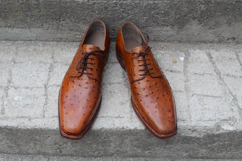 Men's Authentic Ostrich Skin Pointed Toe Businessmen Oxford Shoes main image 0