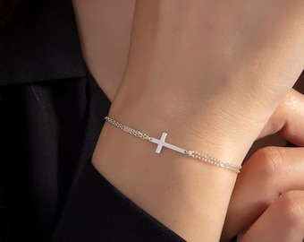 18K Gold Cross Bracelets For Women, 14K Dainty Cross Bracelets, Silver Crucifix Bracelets, Religious Gifts For Women, Gifts For Mother's Day